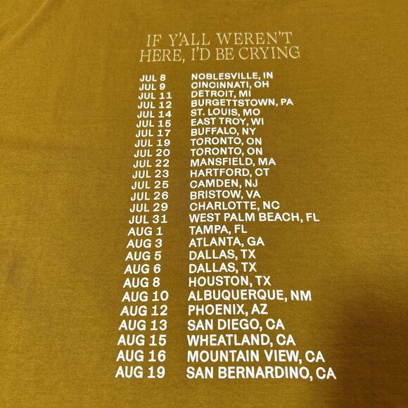 Post Malone If Yall Werent Here Id Be Crying Tour Shirt Adult 3XL Yellow Men - Picture 9 of 13